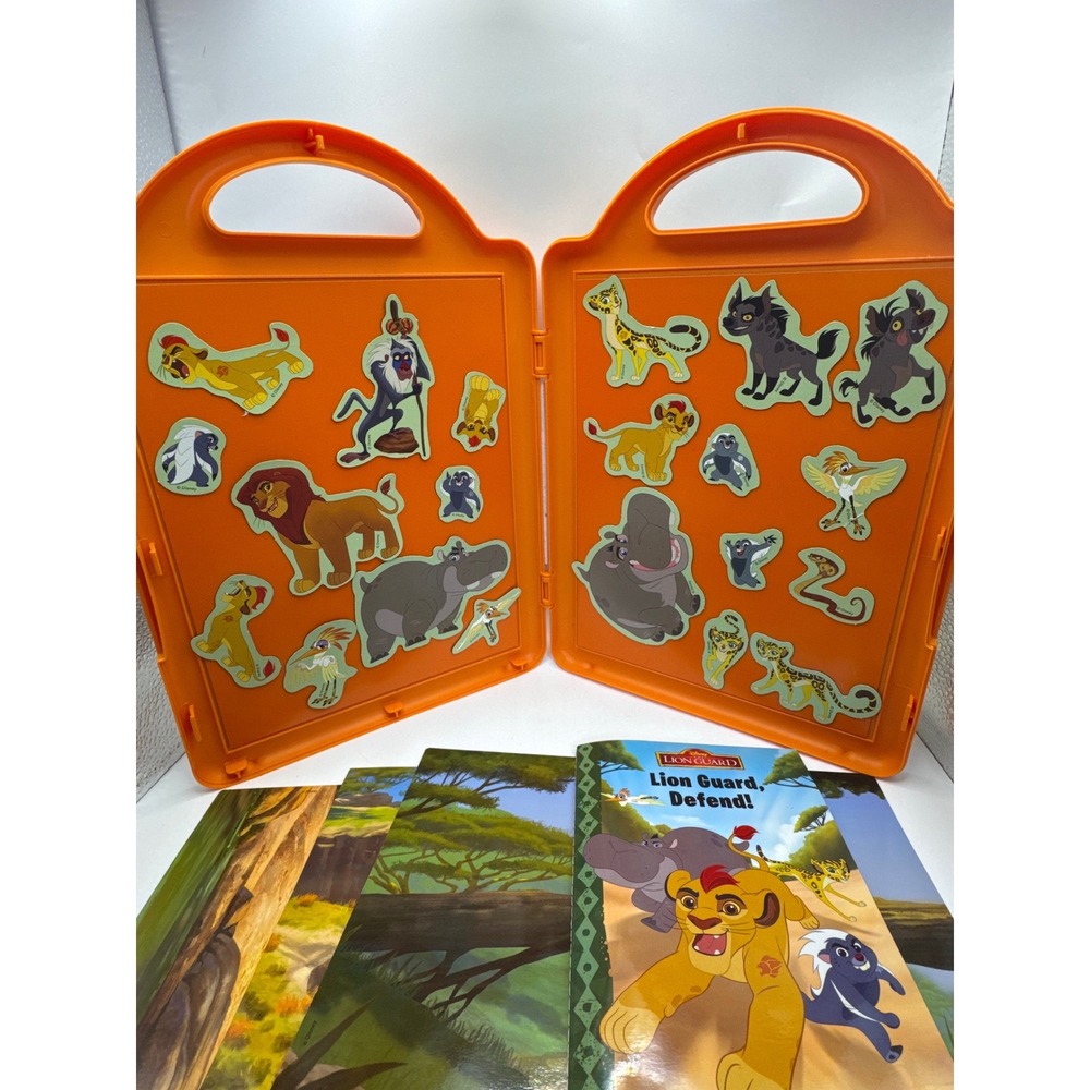 Disney The Lion Guard Defend Book and Magnetic Play Set 21 Magnets 6 Scenes Case - Picture 3 of 9